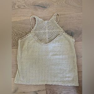 H&M- Chrochet Cream/Brown Tank Top, Size: S